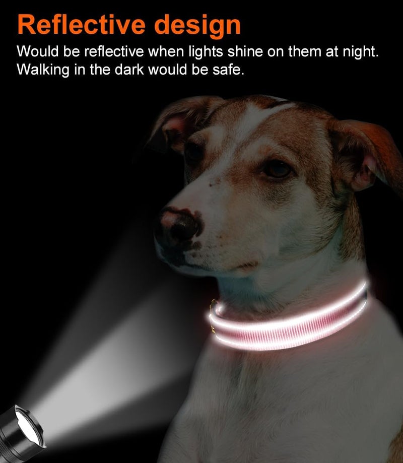 Joytale Reflective Dog Collar, Soft Neoprene Padded, Metal D-Ring, Nylon Pet Collar Adjustable for Large Dogs, Neon Pink, L - Image 5